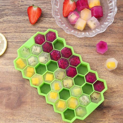 Honey Ice Cube Tray with Silicon Ice Mold Trays Flexible Silicone Honeycomb Design 32 Cavity Ice Cube Tray Multicolor