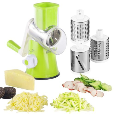 Plastic Tabletop Drum Grater Stainless Steel 3 in 1 Multi-Functional Drum Rotary Vegetable Cutter